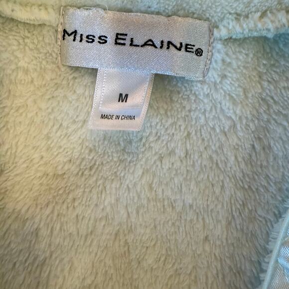 Miss Elaine Zip Front Fleece Robe Jacket Satin Trim Cream Women’s M - Picture 2 of 9